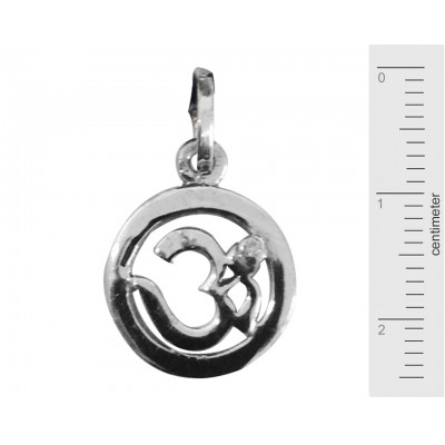 Om Pendant in silver with diamond